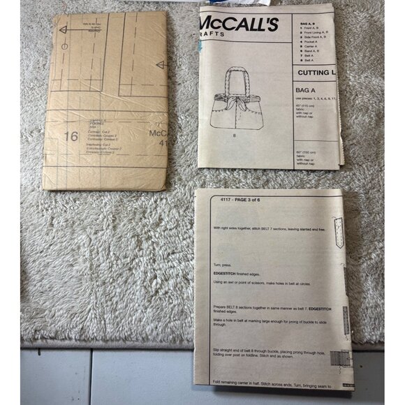 McCalls 4117 Handbag Sewing Pattern For Misses Accessories  4 Bag Styles Uncut - Picture 3 of 6
